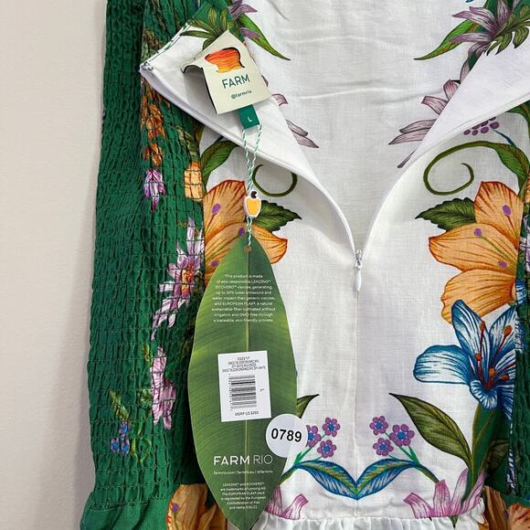 NEW NWT Farm Rio Sweet Bloom Dreamscape Linen Blend Sleeveless Midi Dress Size L - Picture 10 of 11